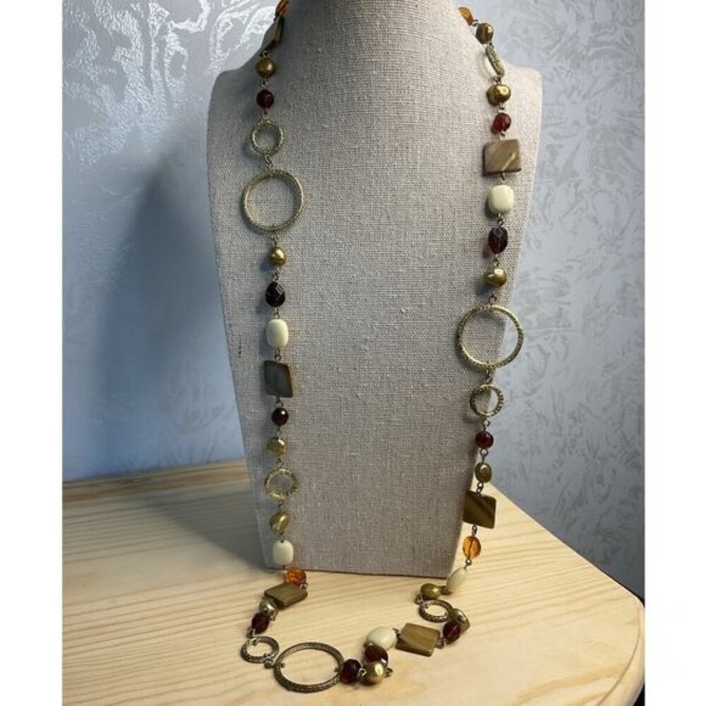 Lia Sophia Signed Cipriani Matte Gold Pearls Necklace